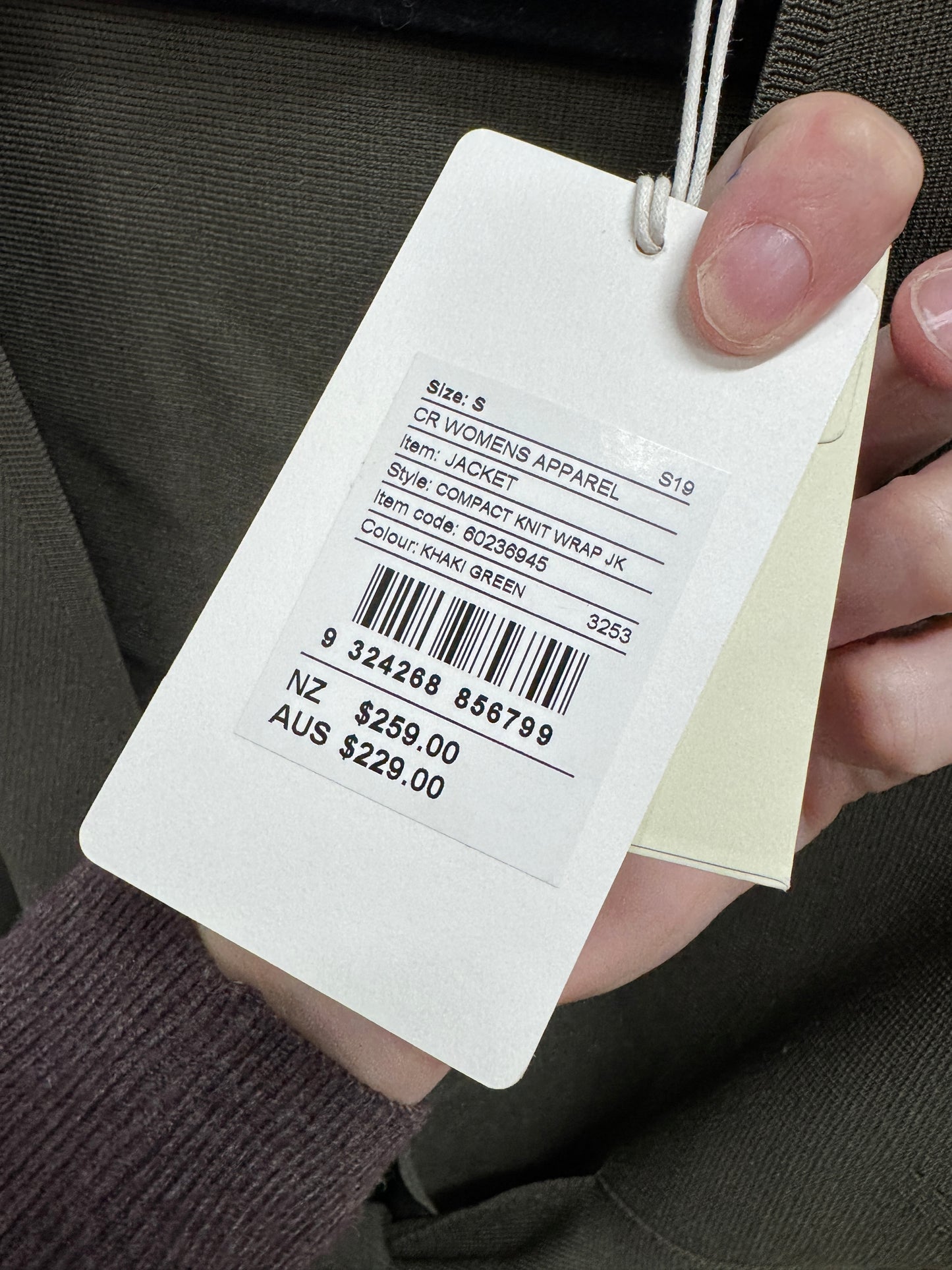 Olive jacket with tags size S